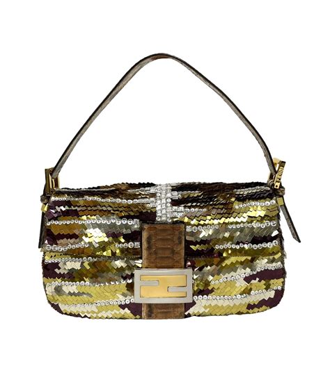 fendi gold sequin baguette|Fendi baguette handbags.